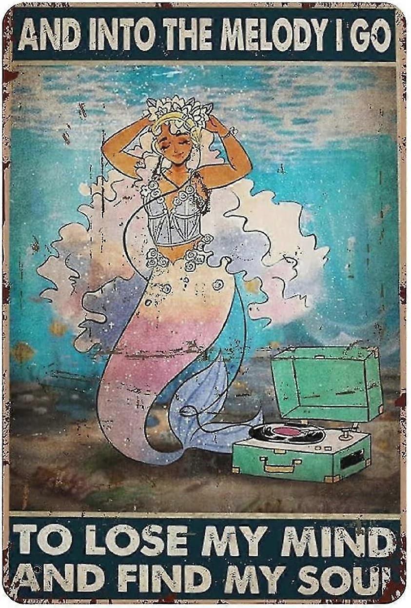 Placa de Lata de Banheiro Sereia Divertida Decoração de Metal 8x12 Polegadas OU 12x16 Polegadas Modo 1532