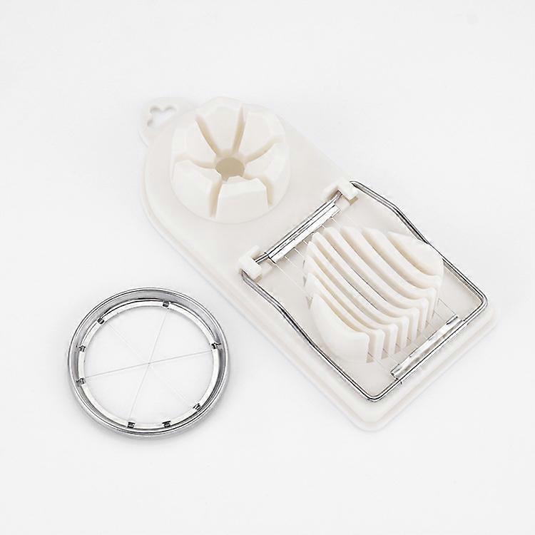 White Egg Slicer, Sliced Egg Divider, Manual Egg Slicer, 2 Different Cutting Options, Stainless Steel Egg Slicer, for Strawberry, Kiwi, Banana