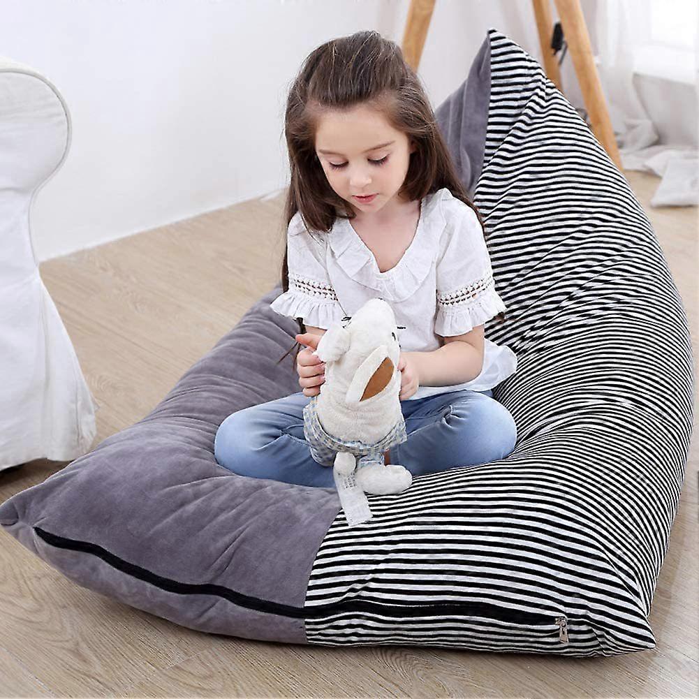 Striped PatternStuffed Animal Storage Beanbag Kids Toy Organizer Plush Seat with Handle Premium Canvas Seat for Kids and Adults Comfortable Lounger