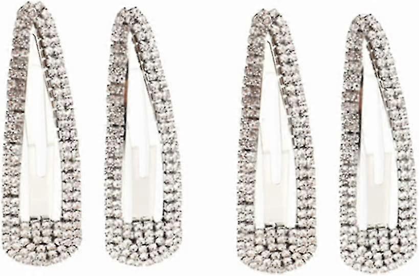 4 Pcs Rhinestone Snap Clips Large