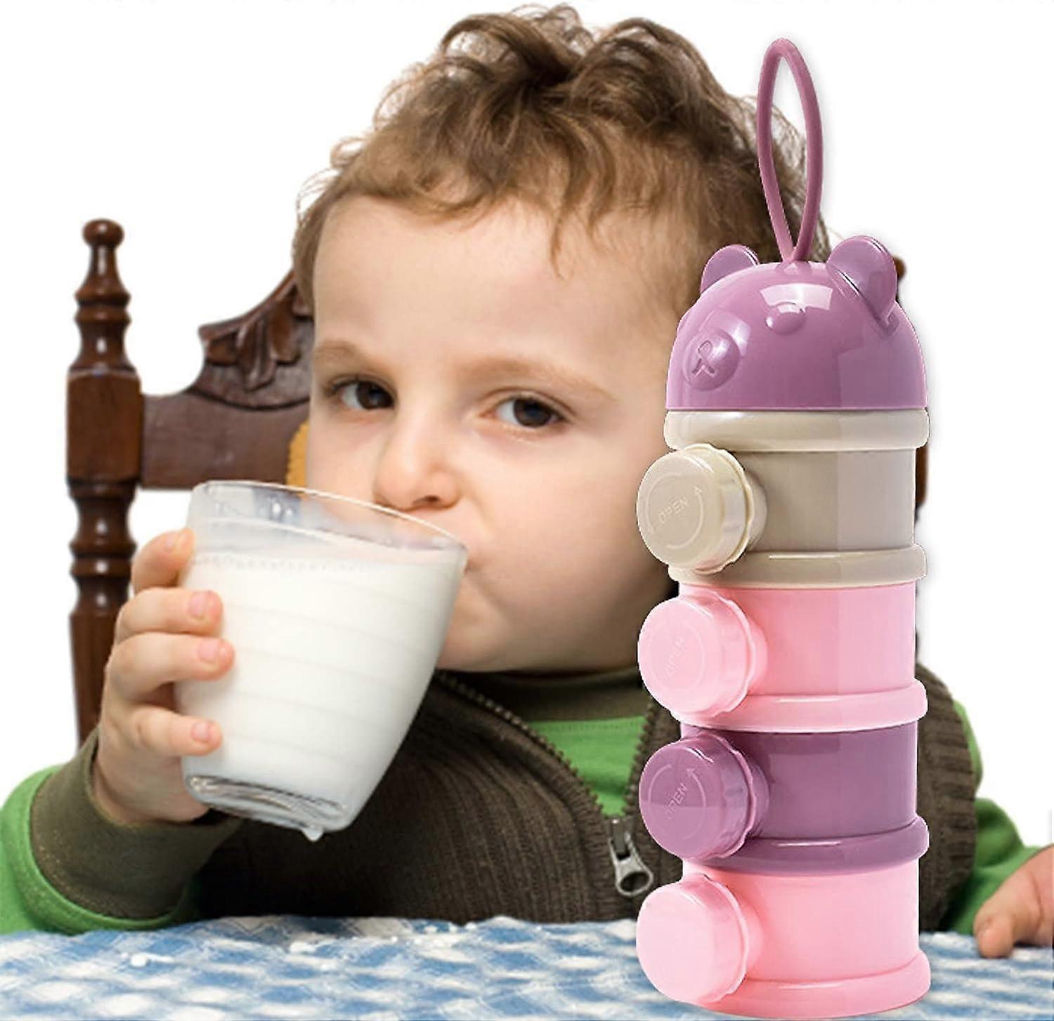 Formula Dispenser | Portable Food Storage Milk Powder Box - Non-Spill Stackable 4-Layer Snack Storage Containers for Pacifiers, Feeds, Milk Powder