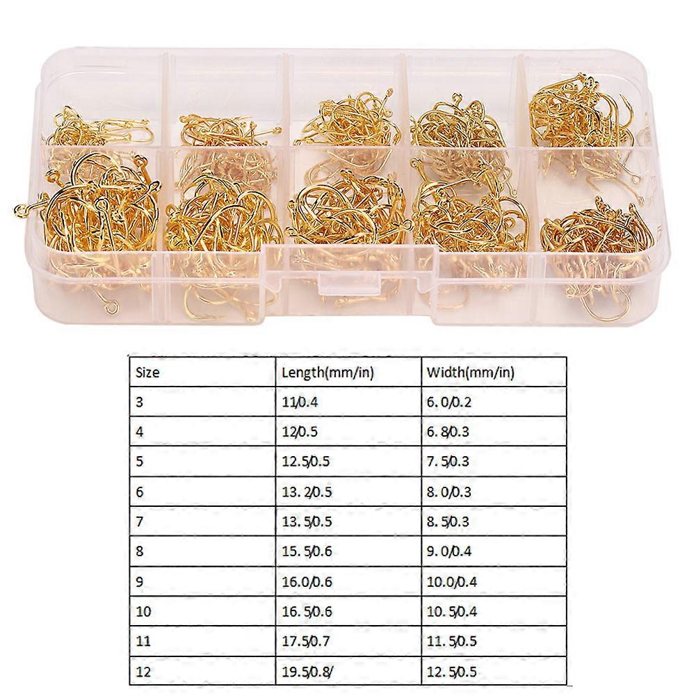 High Carbon Steel Fishing Hooks Set 3-12 - 500Pcs Circle Fishhooks (Barbed, Sharpened)