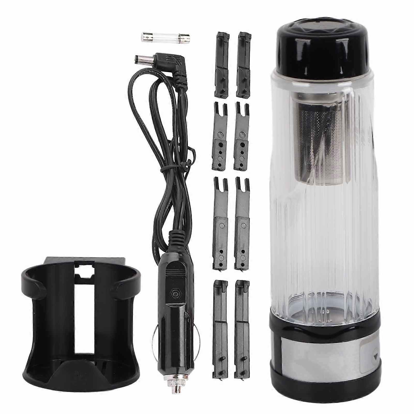 12V / 24V 95W 420ml Bil Vattenkokare Resor Temugg Vattenuppvärmning Kopp Flaskhållare (Svart)