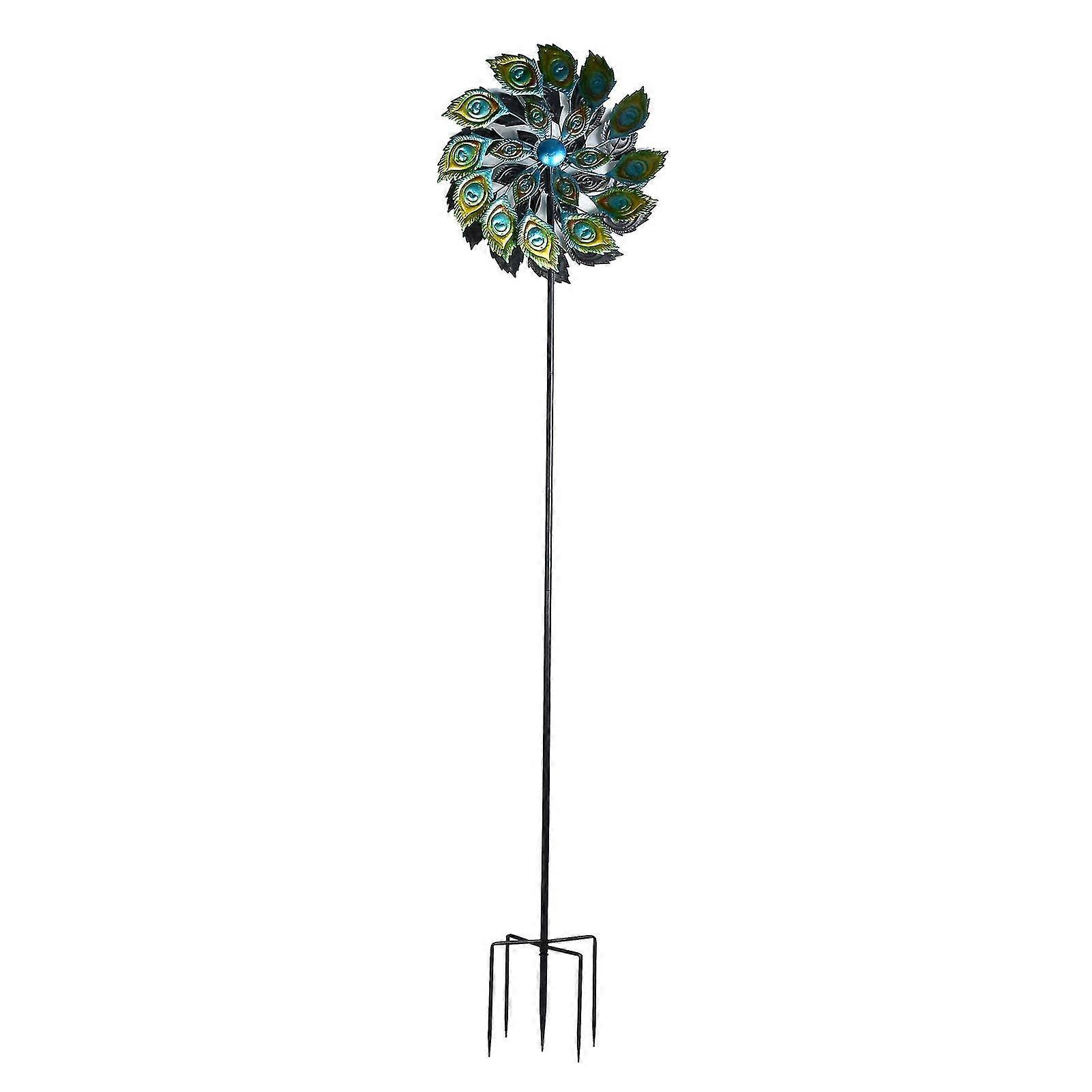 Solar LED Peacock Wind Spinner: Bronze Coating, Energy Saving, Rotating Lighting Decoration