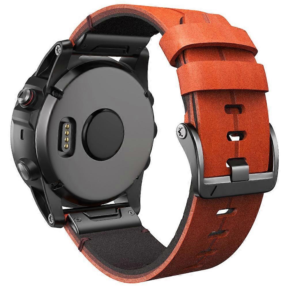 För Garmin Fenix 7X äkta läder klockarmband ersättning handledsrem