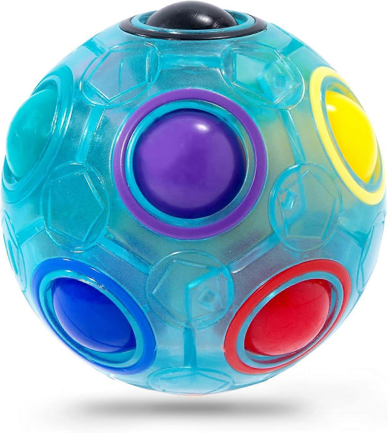 Magic Rainbow Puzzle Ball, Fidget Ball Puzzle Game Fun Stress Reliever Magic Ball Brain Teaser Ball Toys for Children Teens & Adults (Blue)
