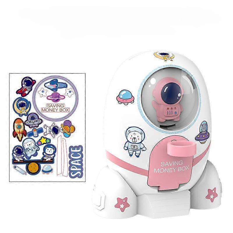 Cute Aviation Piggy Children Piggy Bank Toy Rocket Spaceman Piggy Bank Cartoon Sticker.Manual Piggy Coin
