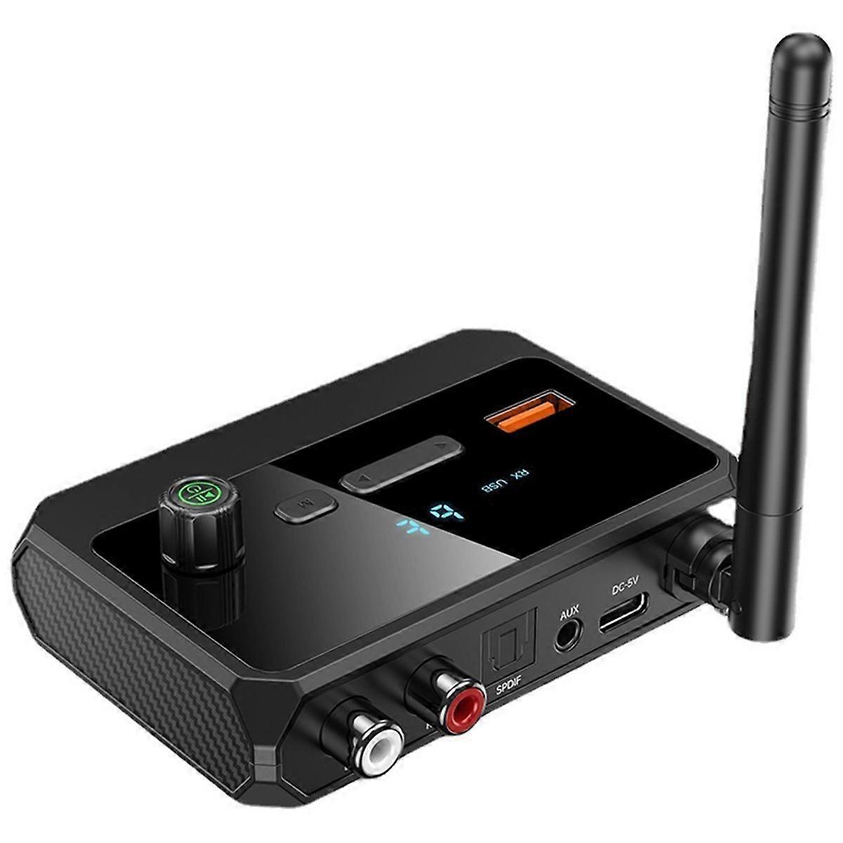Bluetooth 5.3 Digital Display Bluetooth-mottaker Fiberoptisk koaksialadapter støtter U Disk MP3-spiller