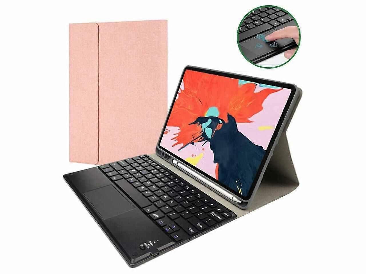 Bluetooth Keyboard Case with Trackpad for iPad Pro 12.9 inch 2017 2015 (Old Model, 2nd & 1st Generation) Removable Wireless Keyboard with Leather Cove