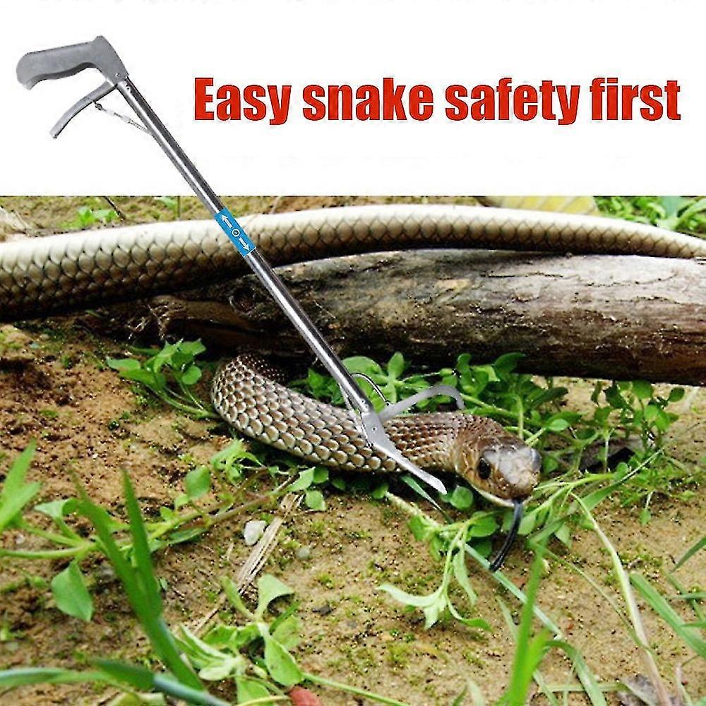 1.2m Foldable Snake Tongs Stick Reptile Catcher Grabber Folding Wide Jaw Snake Pliers Stainless Steel Snake Control Tool