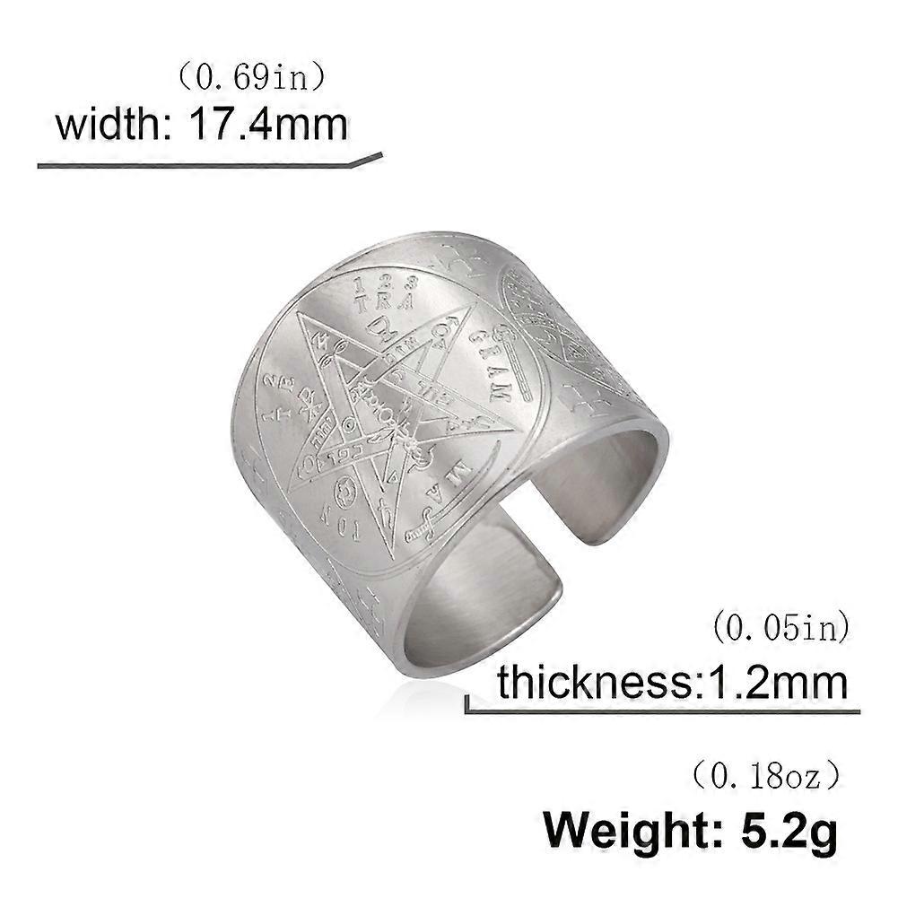 Witchcraft Pentagram Tetragrammaton Ring Stainless Steel Pentacle Finger Ring for Men The Ancient Power Protection Amulet Jewely