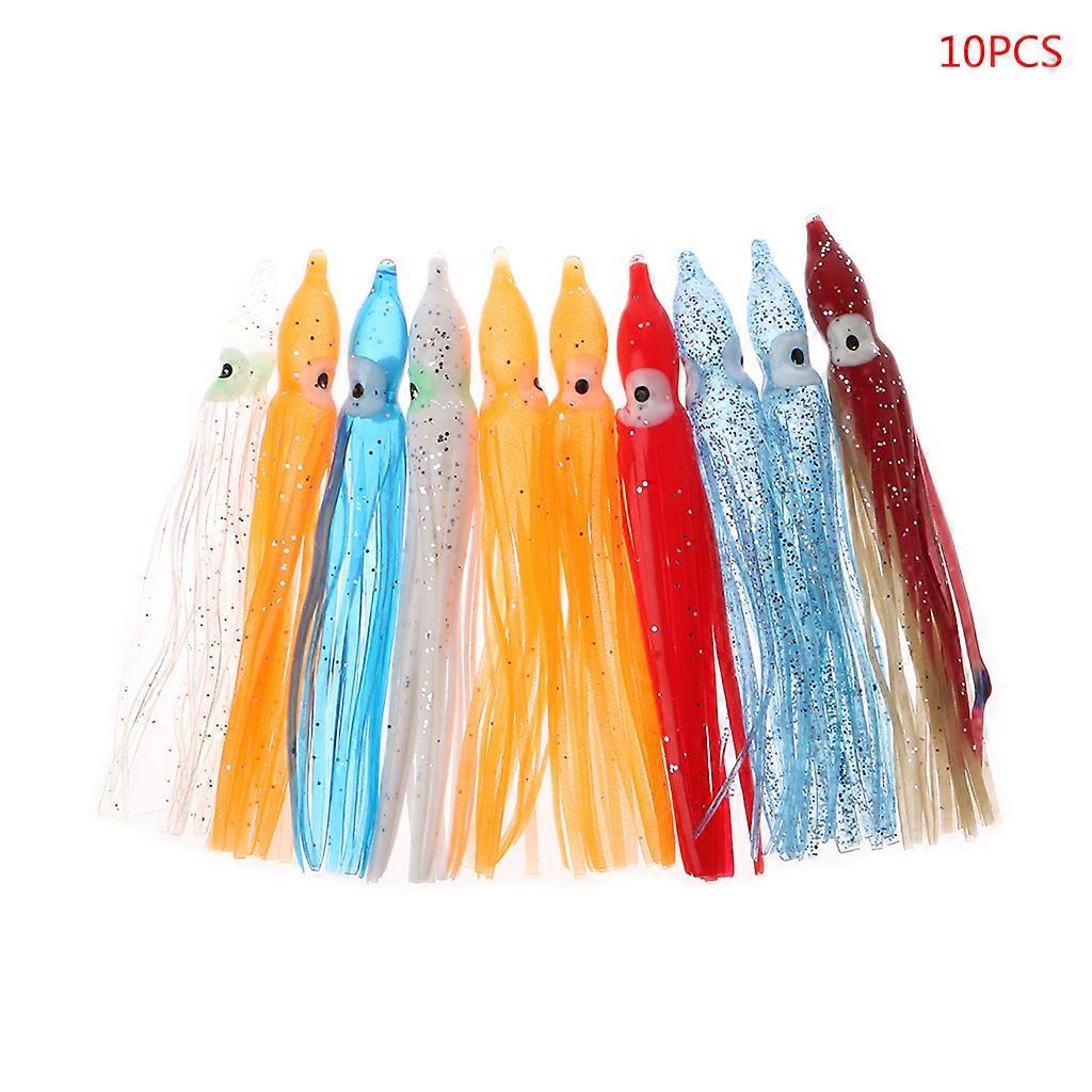 10Pcs Plastik Angeln Köder Tintenfisch Rock Trolling Oktopus weicher Köder Köder