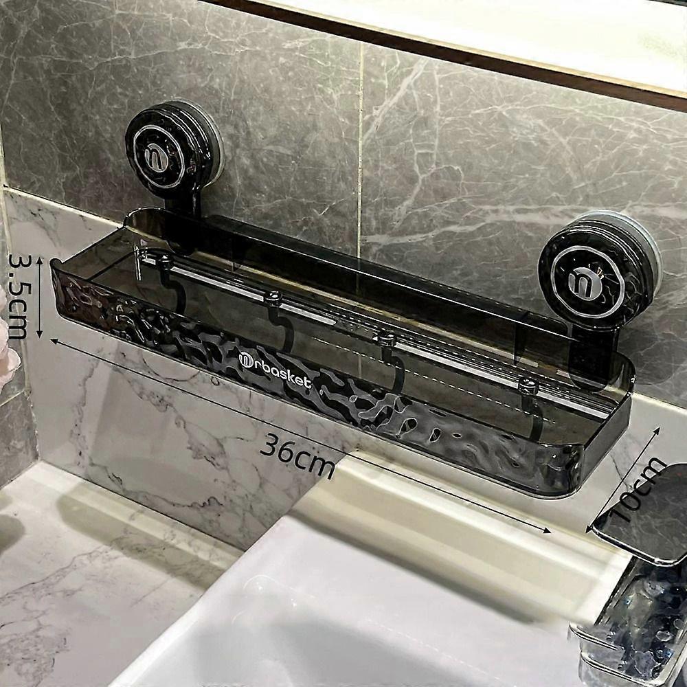 Suction Cup Storage Rack New Glacier Pattern No-Drilling Shower Storage Box With Hooks Wall Mounted Organizing Basket Bathroom