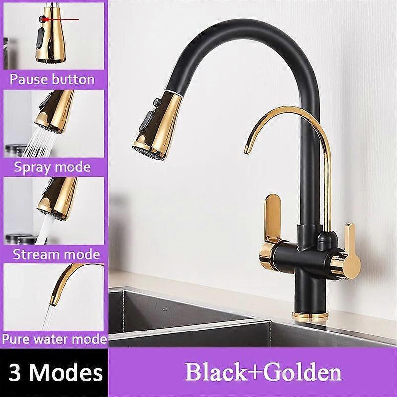 Suguword Chrome Purified Kitchen Faucet Deck Mounted Pure Water Filter Sink 360 Degree Rotation Hot Cold Water Mixer Tap Crane