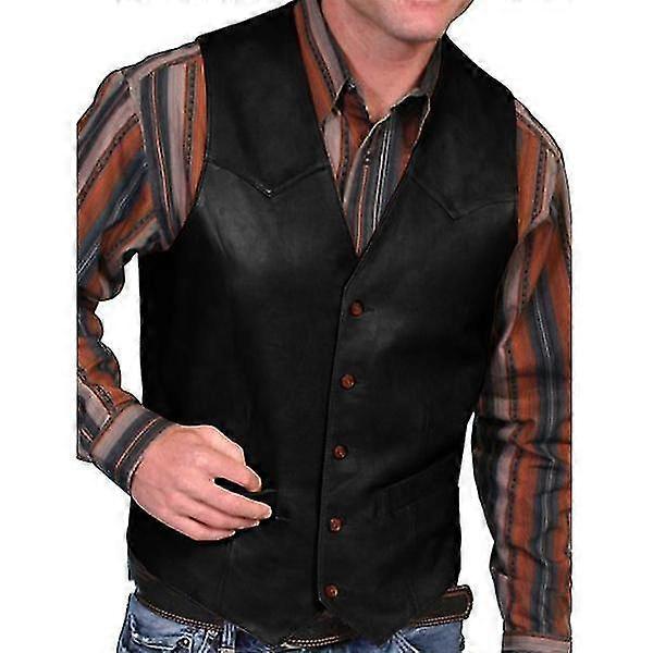 Herren Herbstmode Cowboy Kunstleder Weste tw