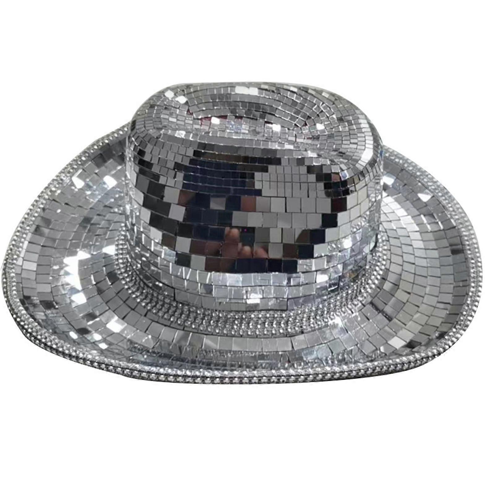 Diskokugle cowboyhat, spejlbold cowboyhat, polterabend hat