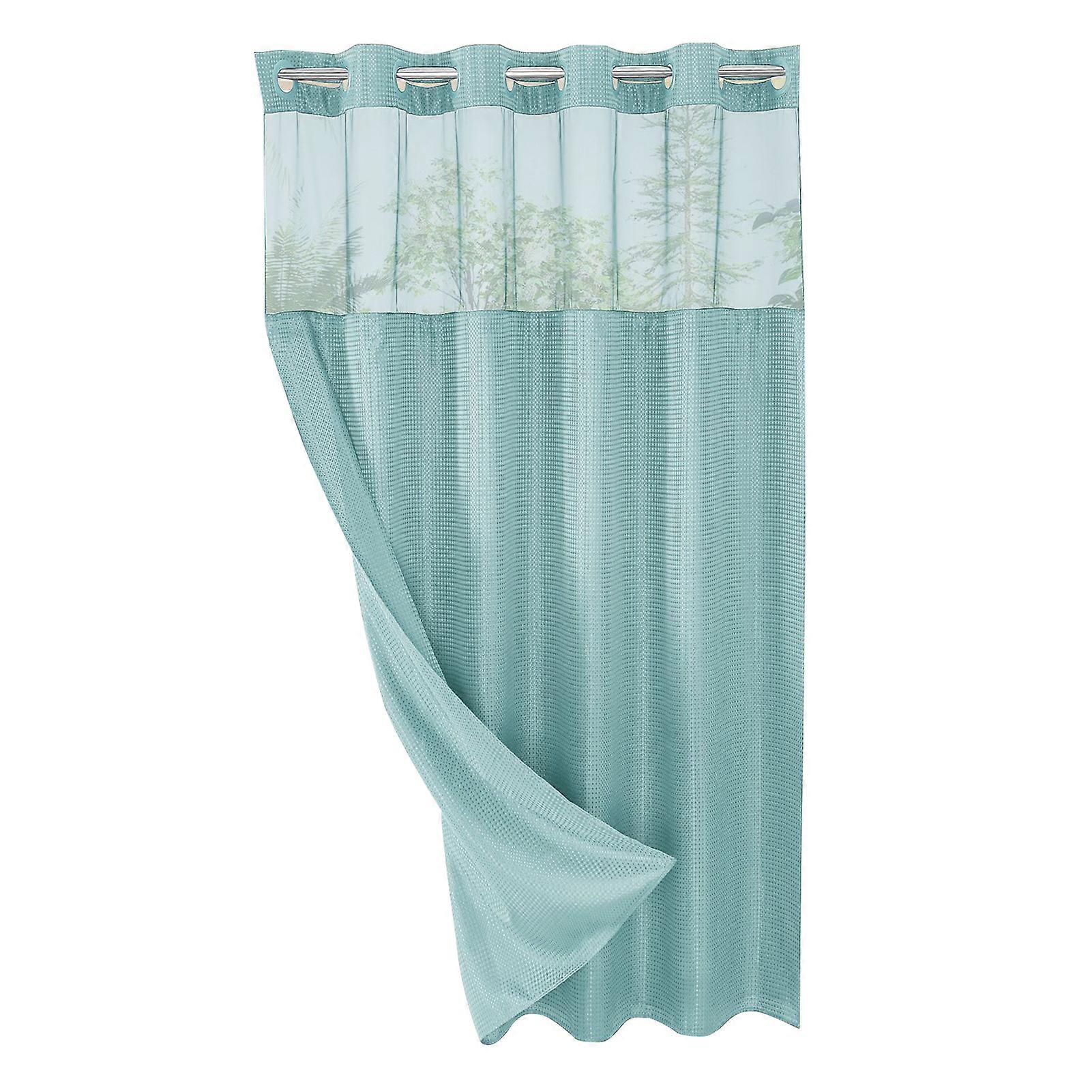 Shower Curtain Double-layered Waffle Texture Waterproof Light-enhancing Visible Window Rod-through Punch-free Washable Isolation Curtain Bedroom Curta