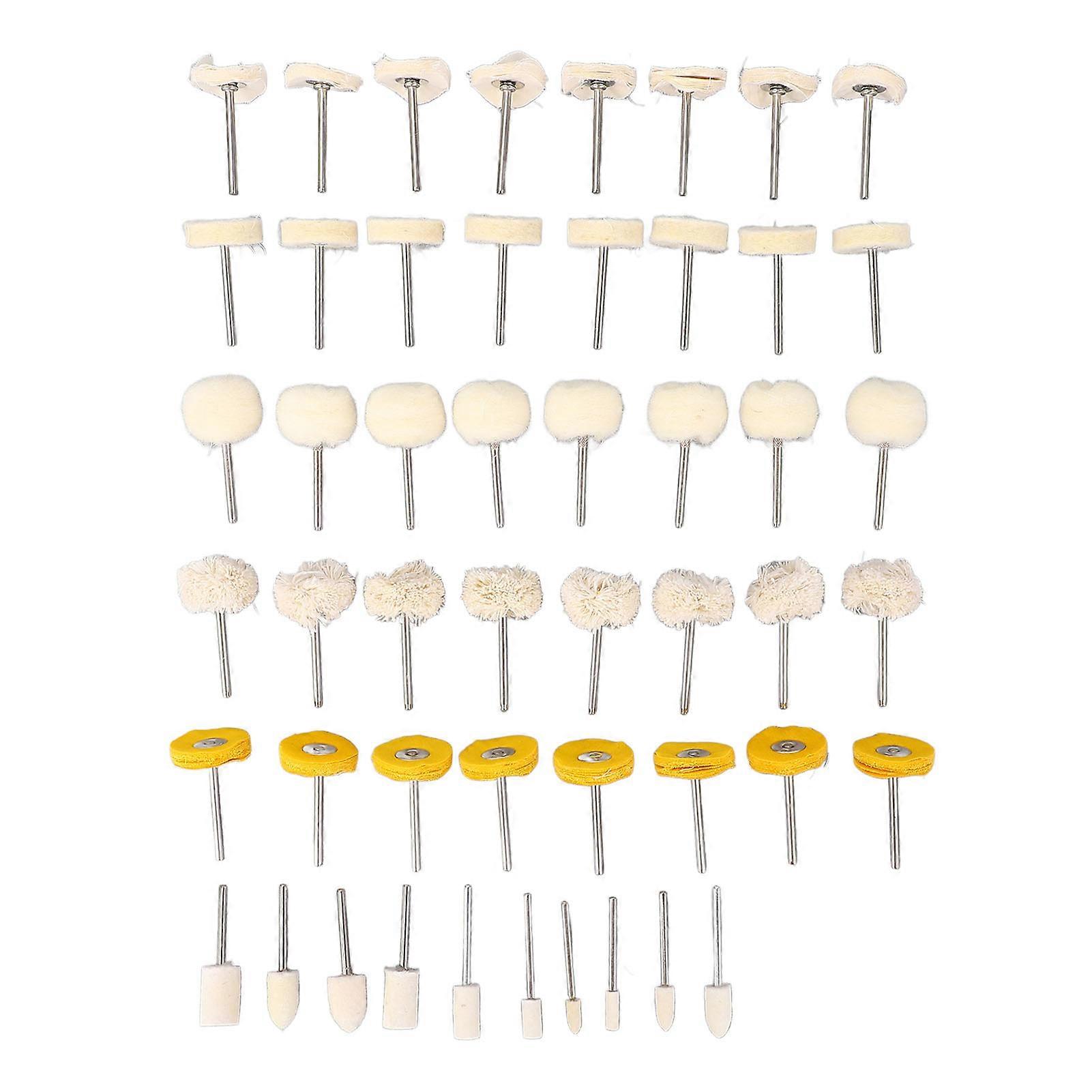 50pcs Mandrel Mounted Wool Felt Polishing Wheel Bits Rotary Tool Accessories