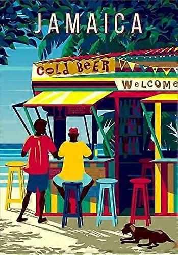 レトロヴィンテージジャマイカカリブ海の金属錫サインホームバーカフェレタウラントウォールデコレーションサイン12x8インチ