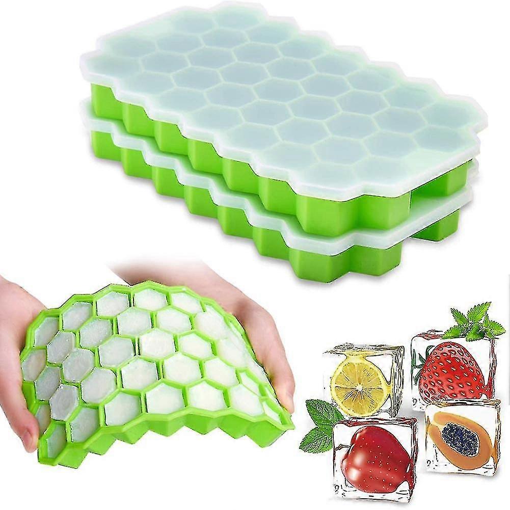 37 Cavity Honeycomb Ice Cube Trays Reusable Silicone Ice Cube Mold Bpa Free Ice Maker With Removable Lids -c