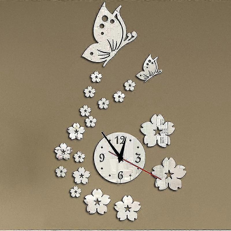 Acrylic Clock Watch Wall Clock, 3d Crystal Mirror Wall Clock, Silver Mirror
