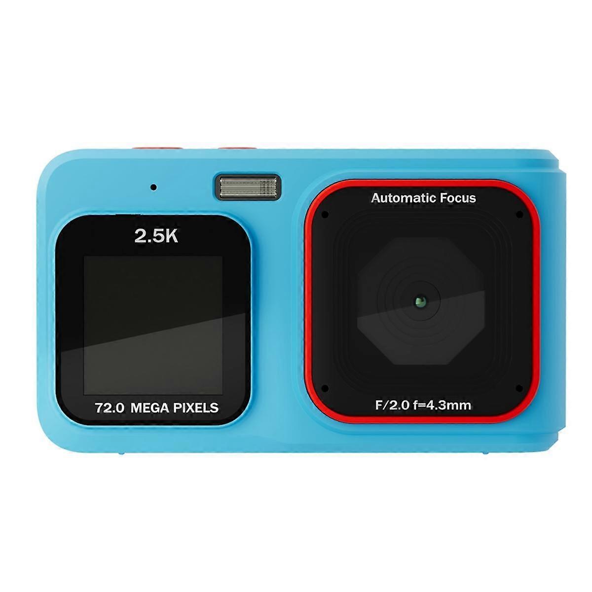 Kids Mini Digital Camera 2.5K HD 72MP Dual Screen High-Definition Pixel Camera 16X Zoom Monocular Cameras with MP3 A