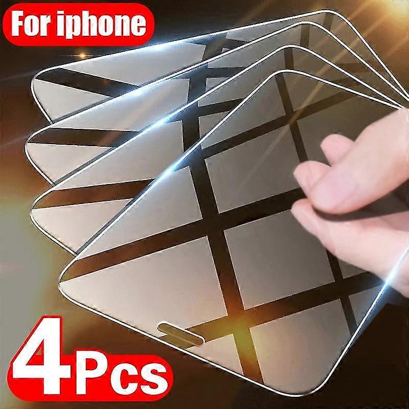 4pcs Tempered Glass For Iphone 11 12 13 14 Pro Xr X Xs Max Screen Protector On For Iphone 12 13 Mini 7 8 6 Plus Se Glass