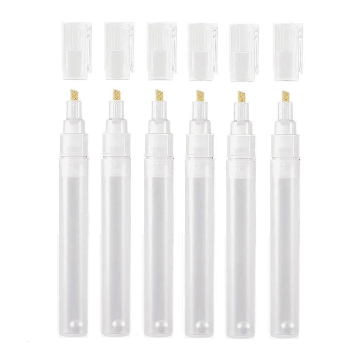 6Pcs Empty Fillable Blank Paint Touch Up Pen Markers,Round Tilted- Paint Marker Pens for Art Painti