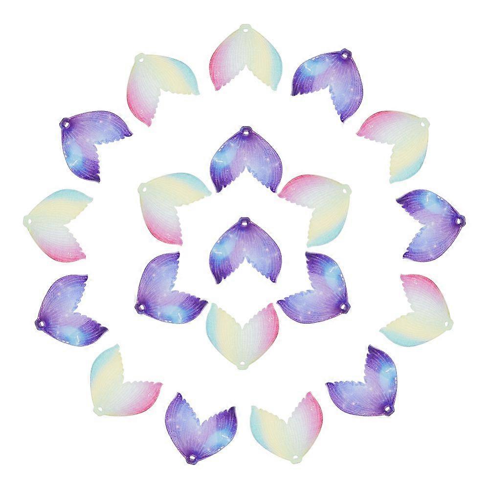 20Pcs 2 Colors Gradient Color Transparent Resin Pendants Whale Tail Charm Mixed Color 24.5x26.5x1.5mm Hole: 1.5mm 10pcs/color