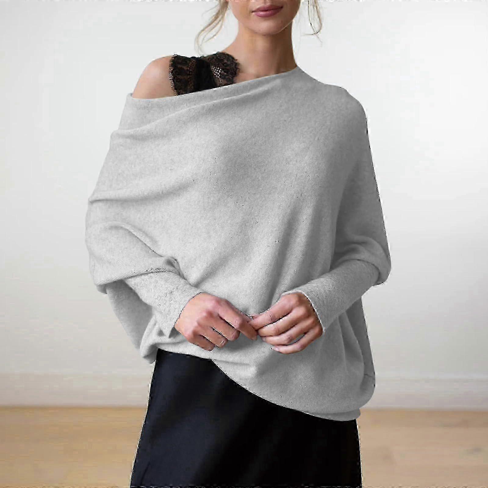 Asymmetric Draped Jumper, A Jumper As Ultra Soft As The Clouds Ladies Long Sleeve Slouch Batwing Plain Soft Knitted Jumper