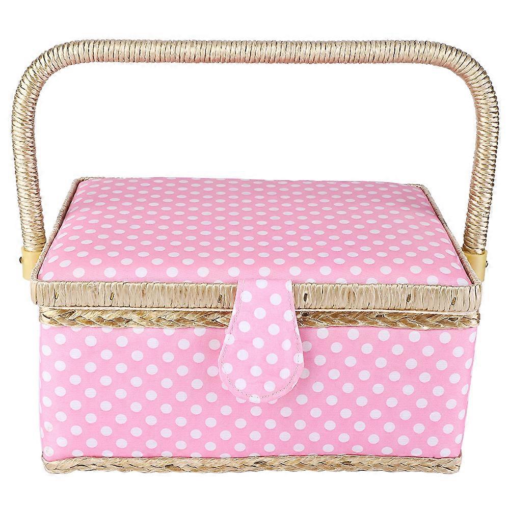 Handmade Sewing Basket Household Fabric Craft Thread Needle Storage Box Organizer Flip Type