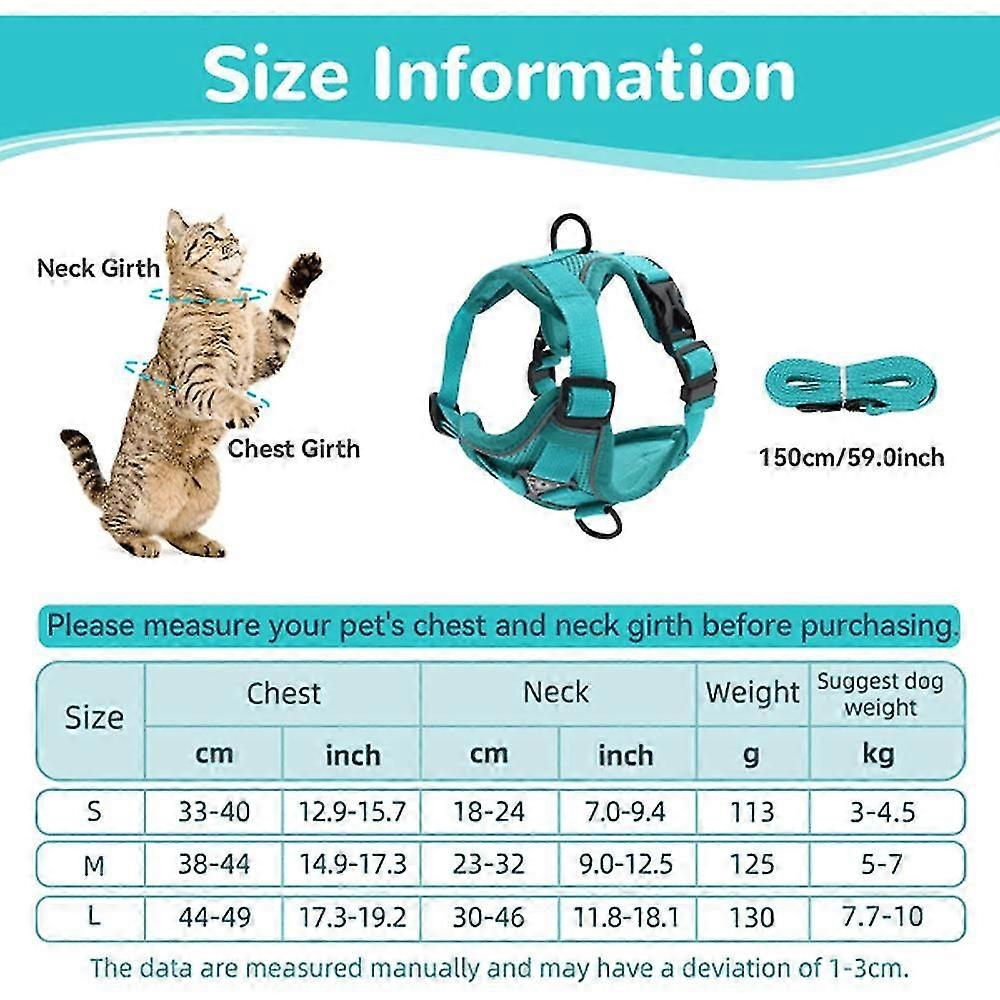 Cat Harness and Leash Set, Adjustable Cat Harness with Reflector M
