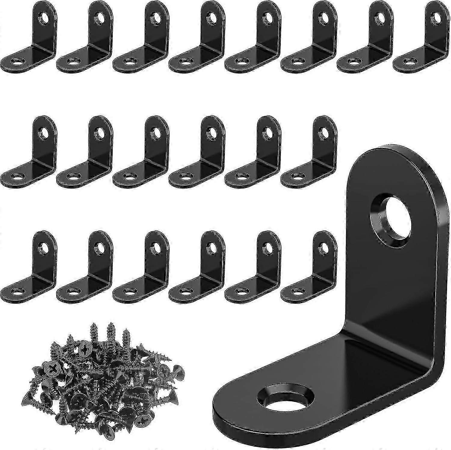 2024 ، حزمة من 20 موصلات زاوية زاوية معدنية سوداء 90 درجة 30 × 30 مم الفولاذ المقاوم للصدأ زاوية صغيرة مع قوس المسمار الأثاث الجدول كرسي خزانة الكتب