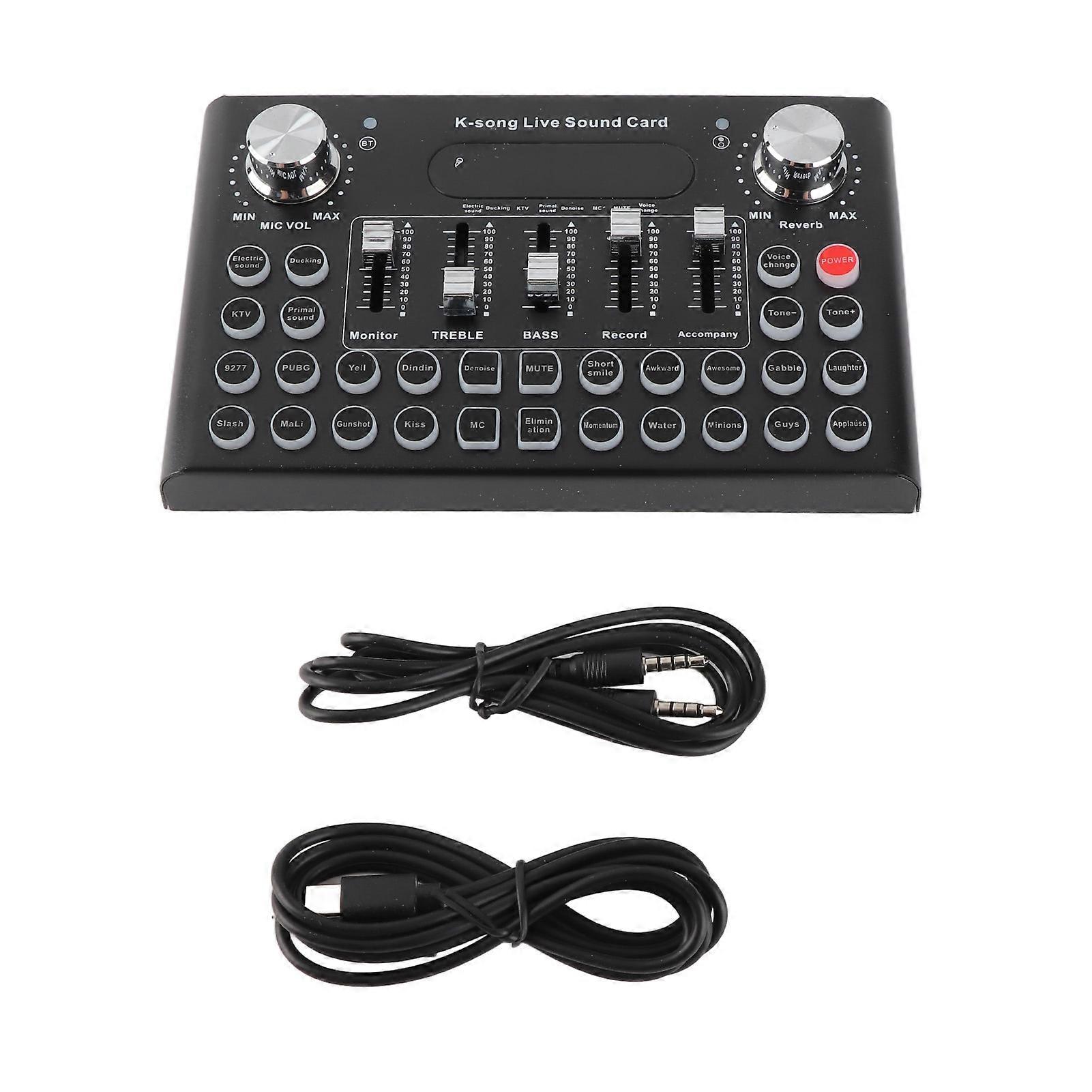 Compact Sound Mixer with 18 Special Effect Buttons and Live Sound Card for Karaoke