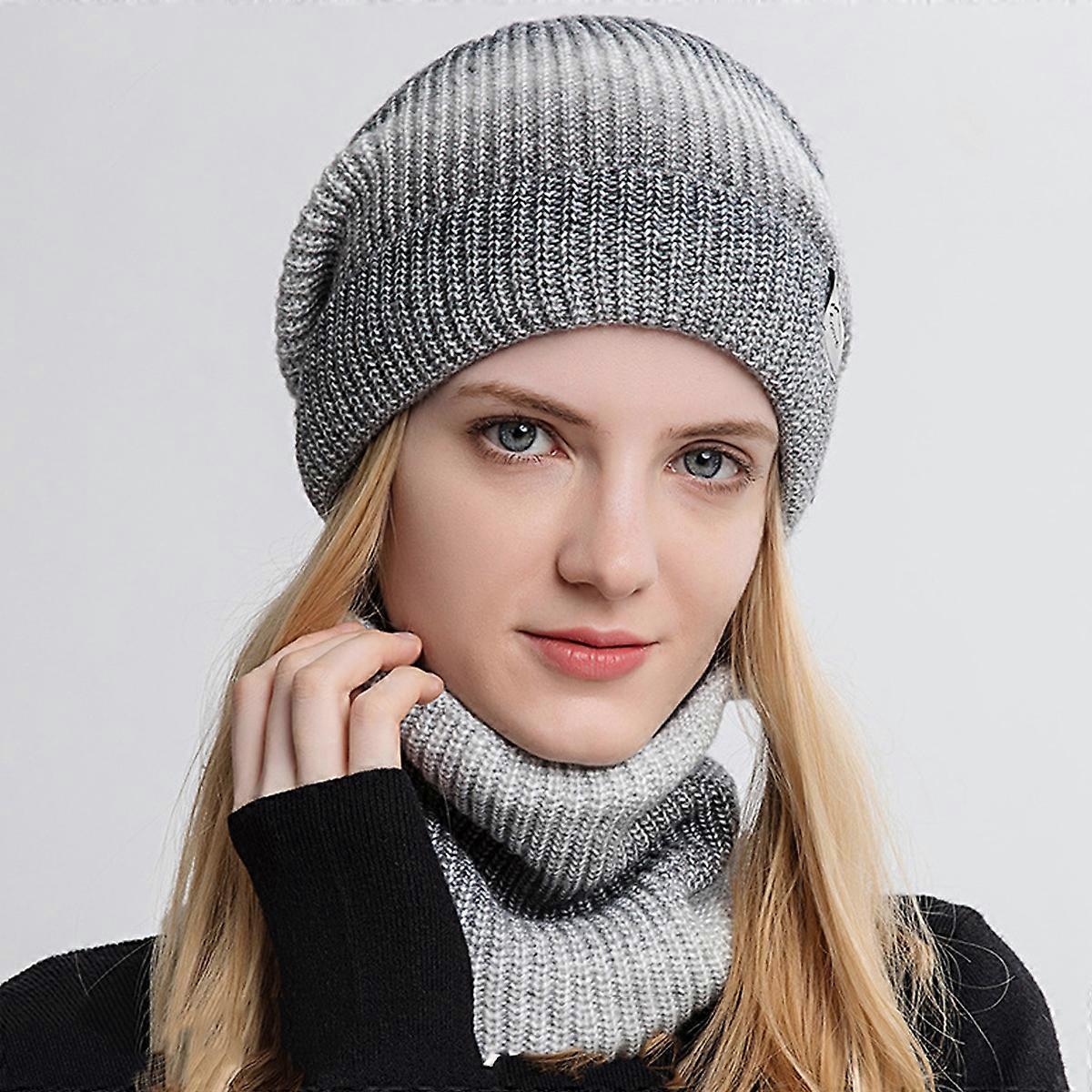Hat and Scarf Set, Gradient Color, Warm