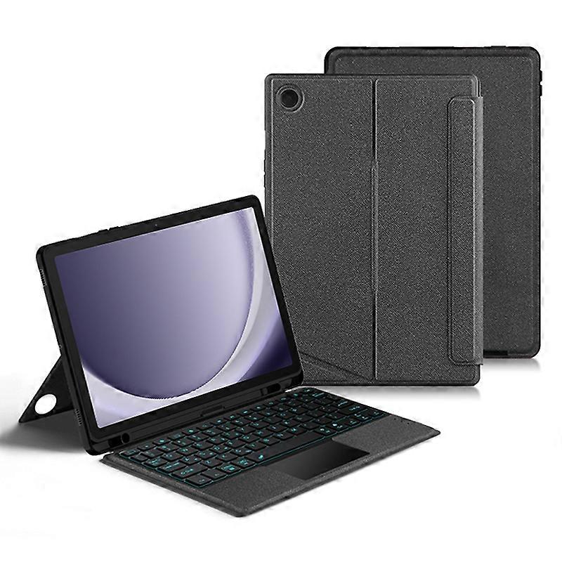 For Samsung Galaxy Tab A9+ Leather Case + Bluetooth Keyboard with Backlight Trackpad