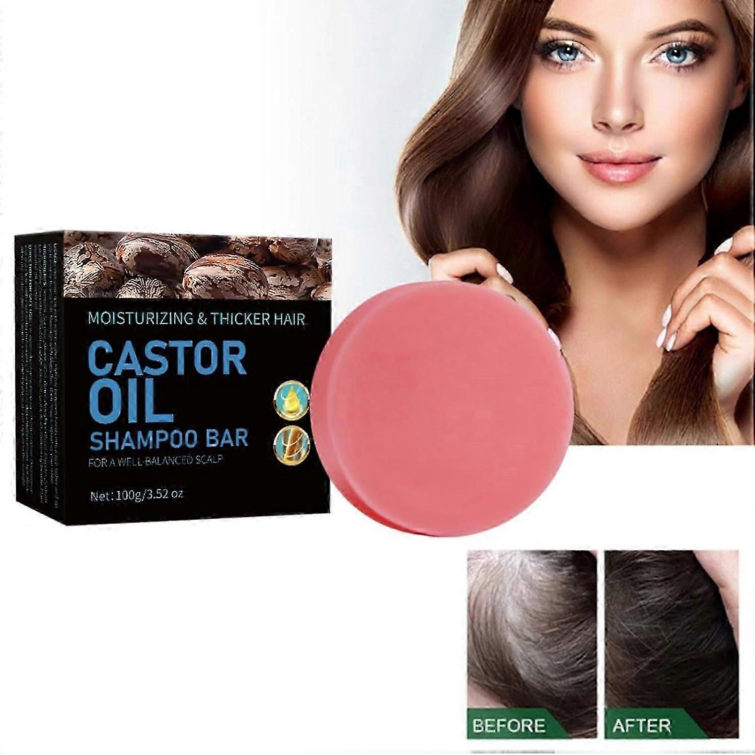 Barre de shampoing à l’huile de ricin pour l’hydratation et la force des cheveux, Shampooing solide hydratant et hydratant pour cheveux ternes et secs