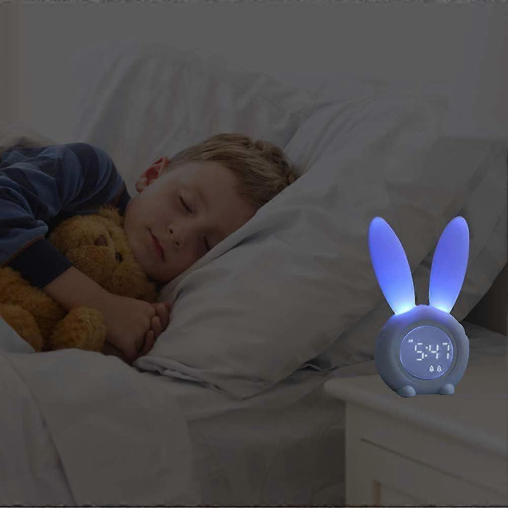 Cute rabbit timer alarm clock night light blue