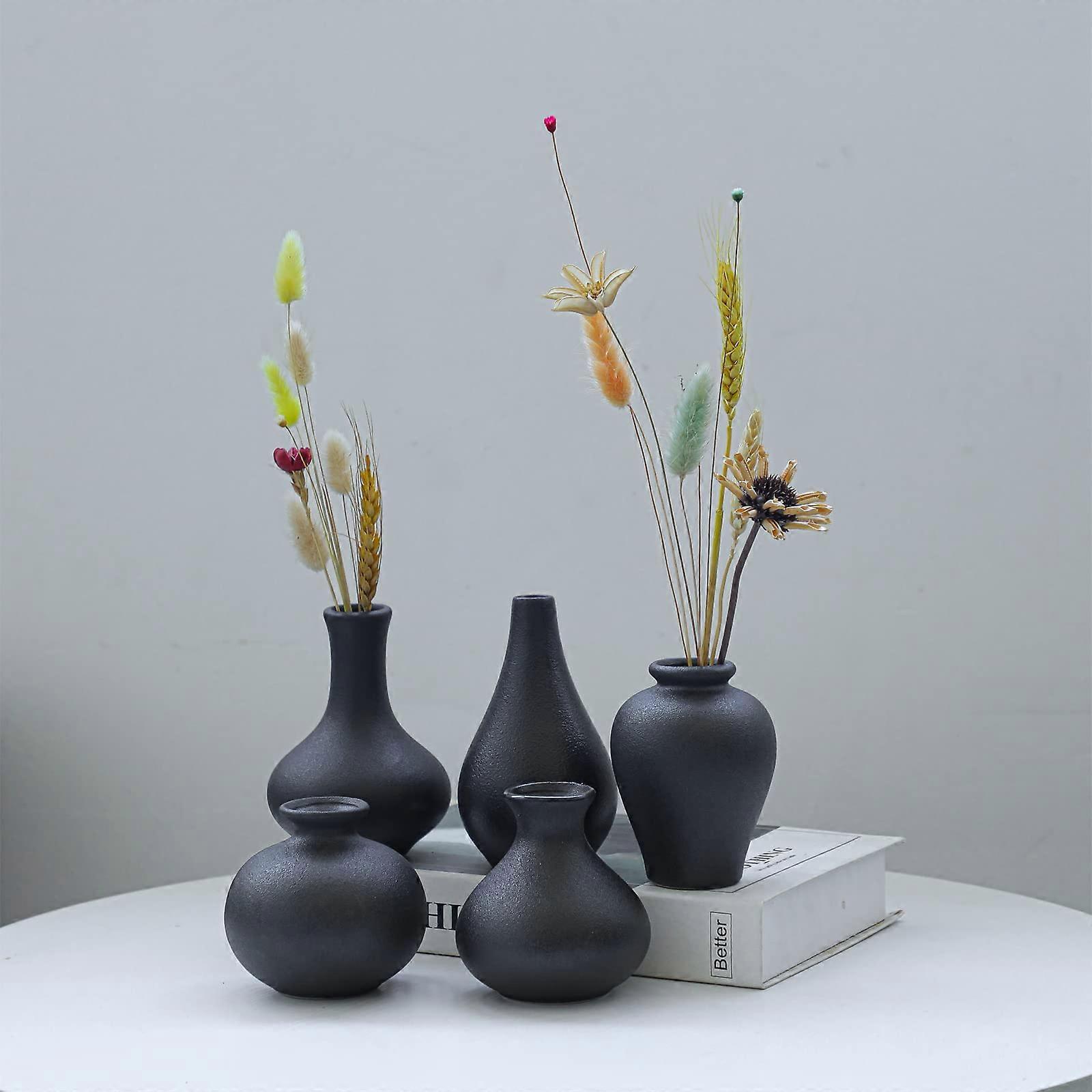 5 Sets of Ceramic Small Bud Mini Vases for Rustic Wedding Flower Arrangement, Various Sizes