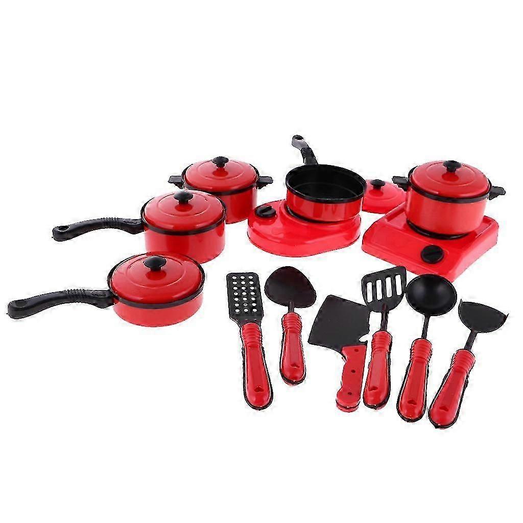 13 Pieces/Set Plastic Simulation Kitchen Cookware Set Kids Kitchen Toys Red