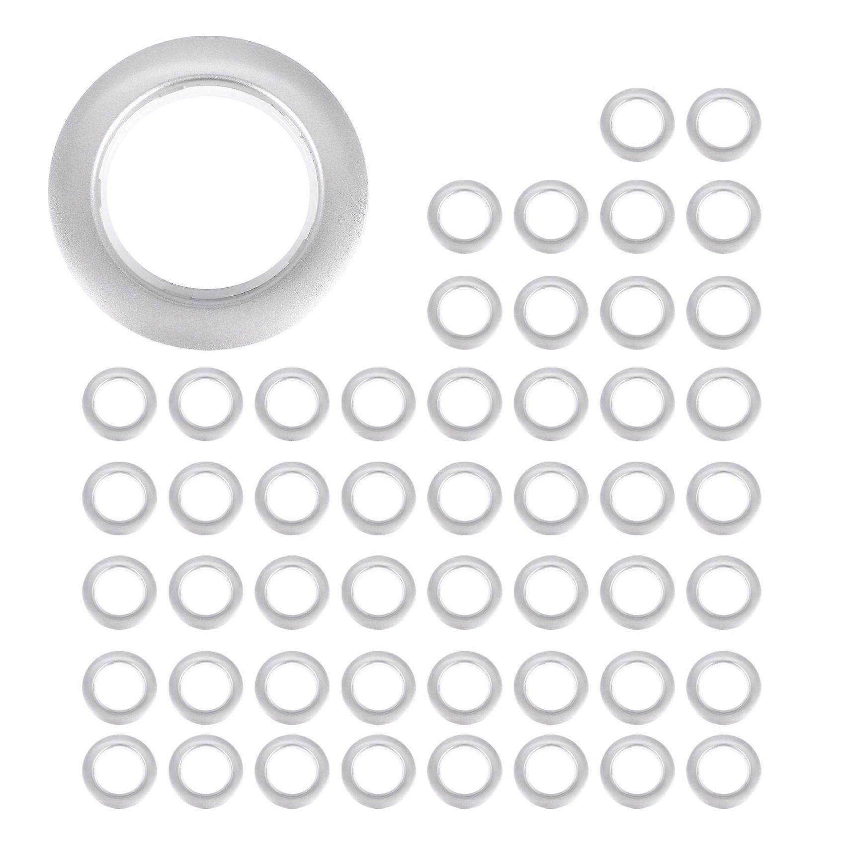 50 Pack Curtain Grommet, Inner Diameter 43mm Curtain Eyelet Rings Nanoscale Low Noise Roman Ring (Silver)