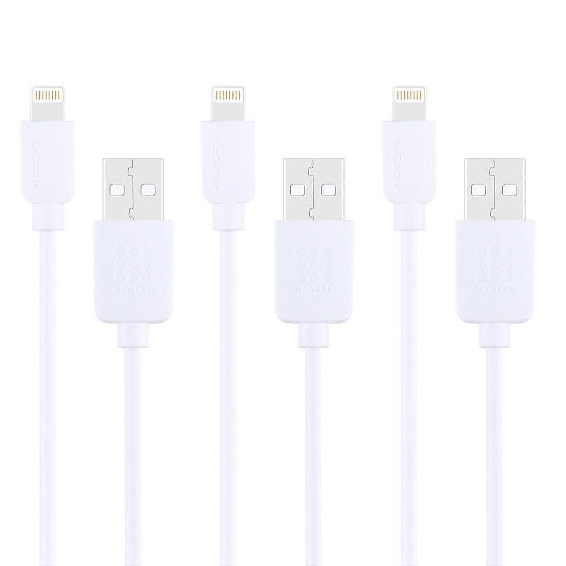 3 PCS HAWEEL 1m High Speed 8 pin to USB Sync and Charging Cable Kit for iPhone, iPad(White)