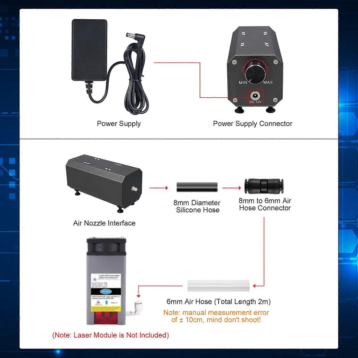 Laser Air Assist Pump AC 110V/220V Air Assist Compressor for Laser Cutter and Engraver Adjustable 22