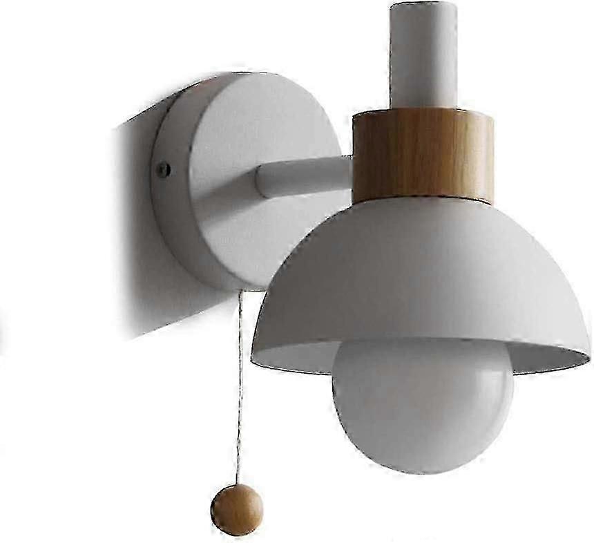 Shanghai Yangxin Modern Wall Light Iron Wood Wall Lamp with Pull Cord Switch E27 Round Wall Sconce B