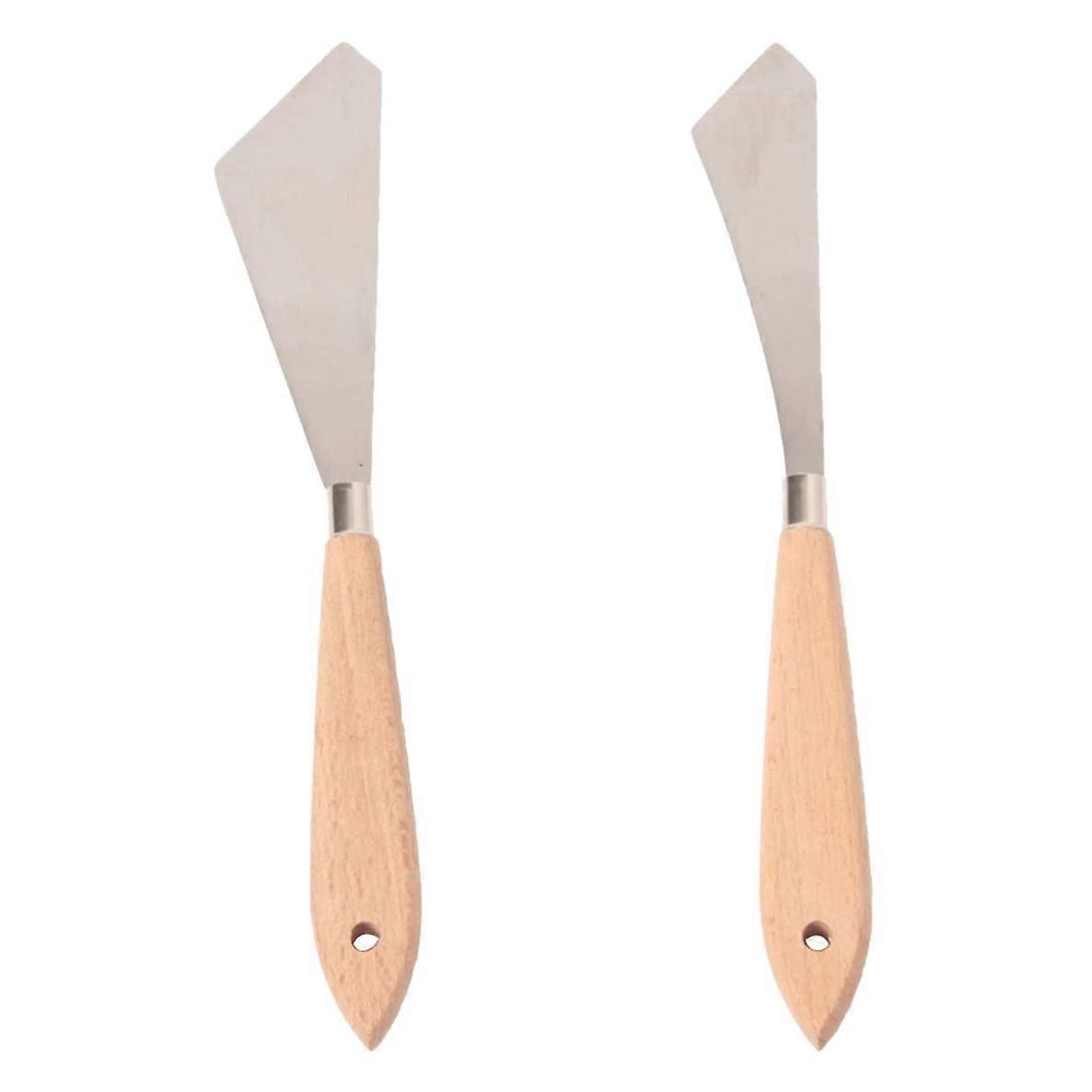 2 Pcs Painting Knife Wood Handle and for Art and Paint