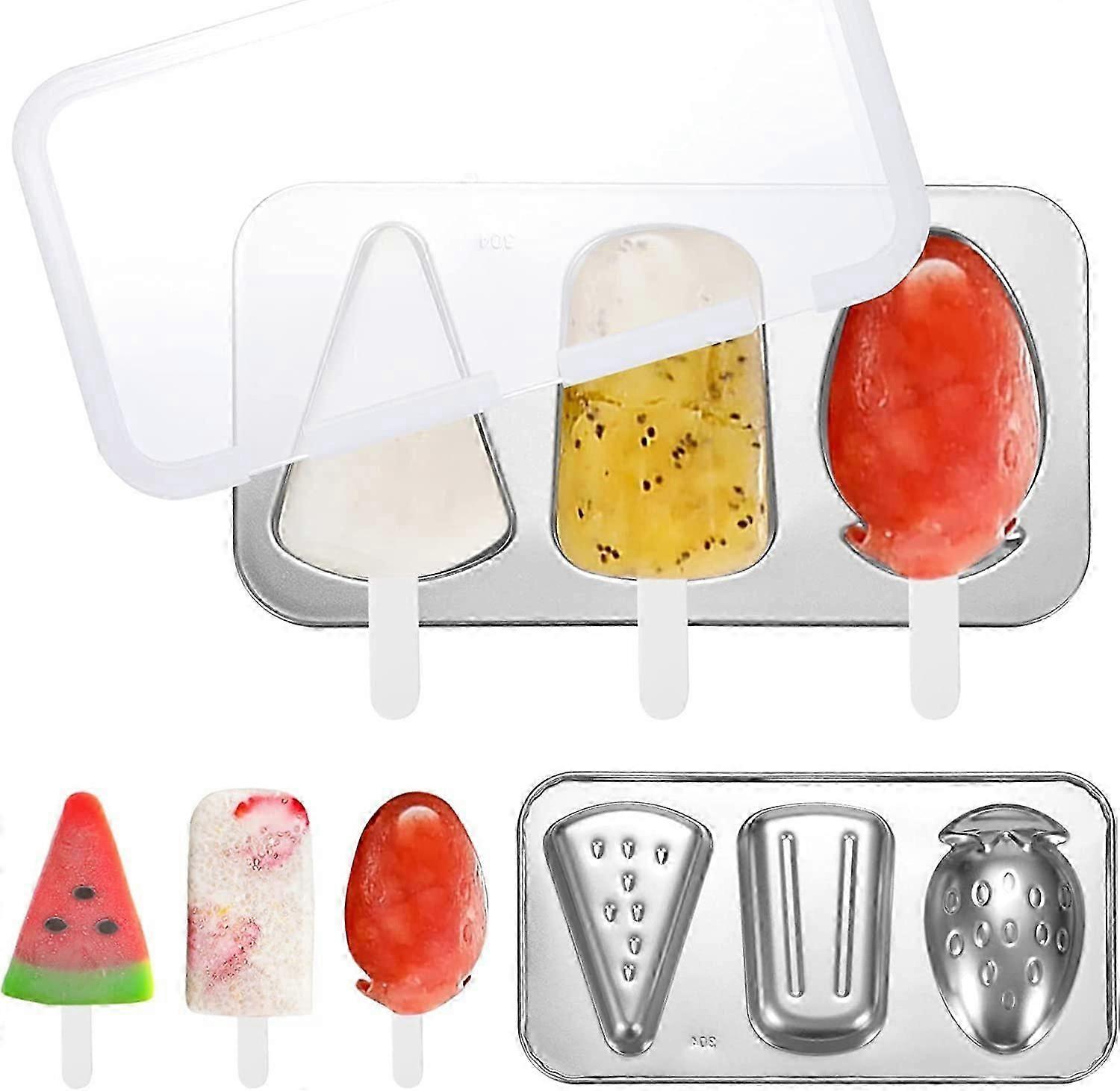 Popsicle Molds, Stainless Steel Popsicle Molds, BPA Free Reusable Popsicle Molds with Sticks and Lids