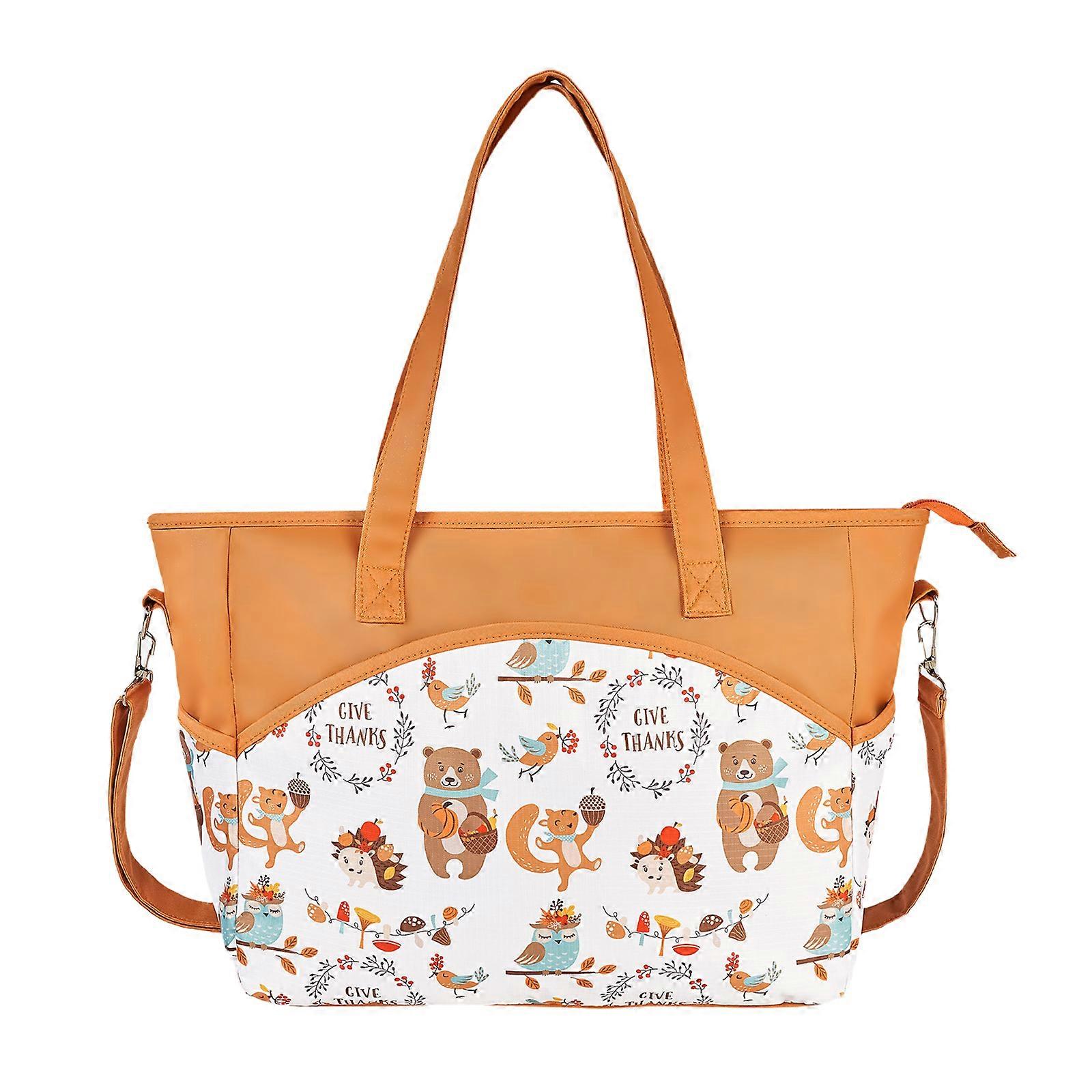 Christmas Patterned Watertight Maternity Bag with Multiple Compartments Spacious Diaper Bag Functional Mom Bag