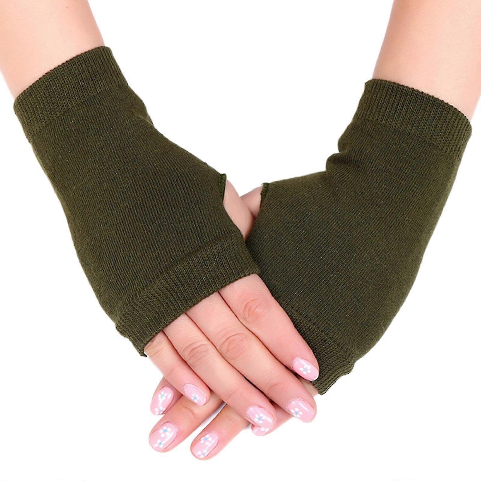 Gants sans doigts Stretchy Knitted Thumb Hole Mitaines Solid Short Hand Warmers