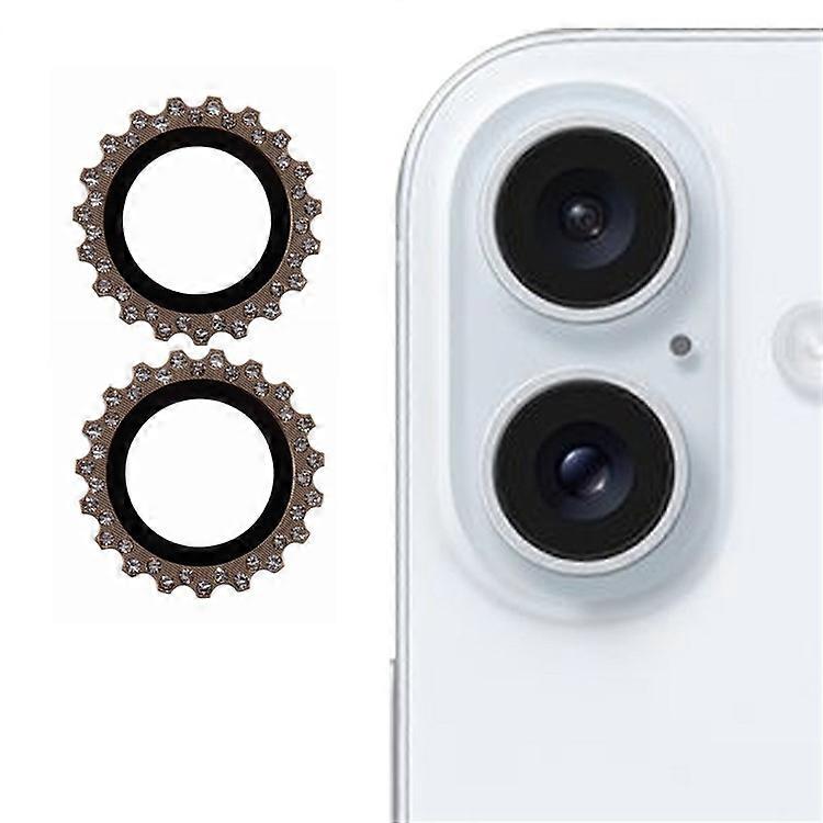 2Pcs / Set Compatible For iPhone 16 Camera Lens Protector Gear Shape Rhinestone Decor Corning Gorilla Glass Lens Film