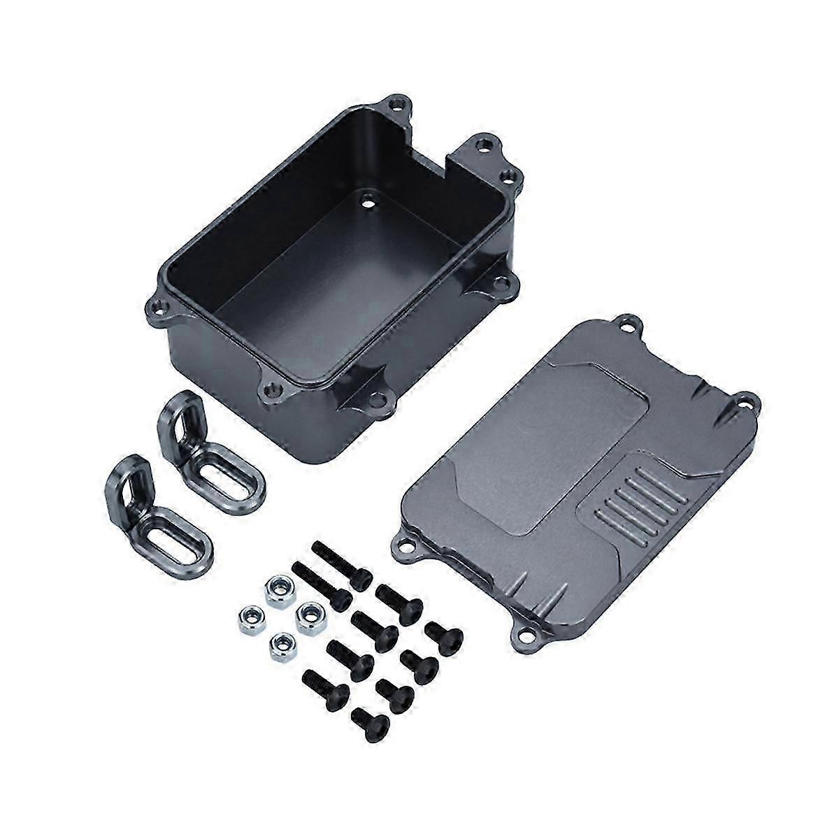 Metal Receiver Box ESC Box Upgrade Parts Fit for SCX10 1/10 RC Tracked Vehicle,Titanium Color